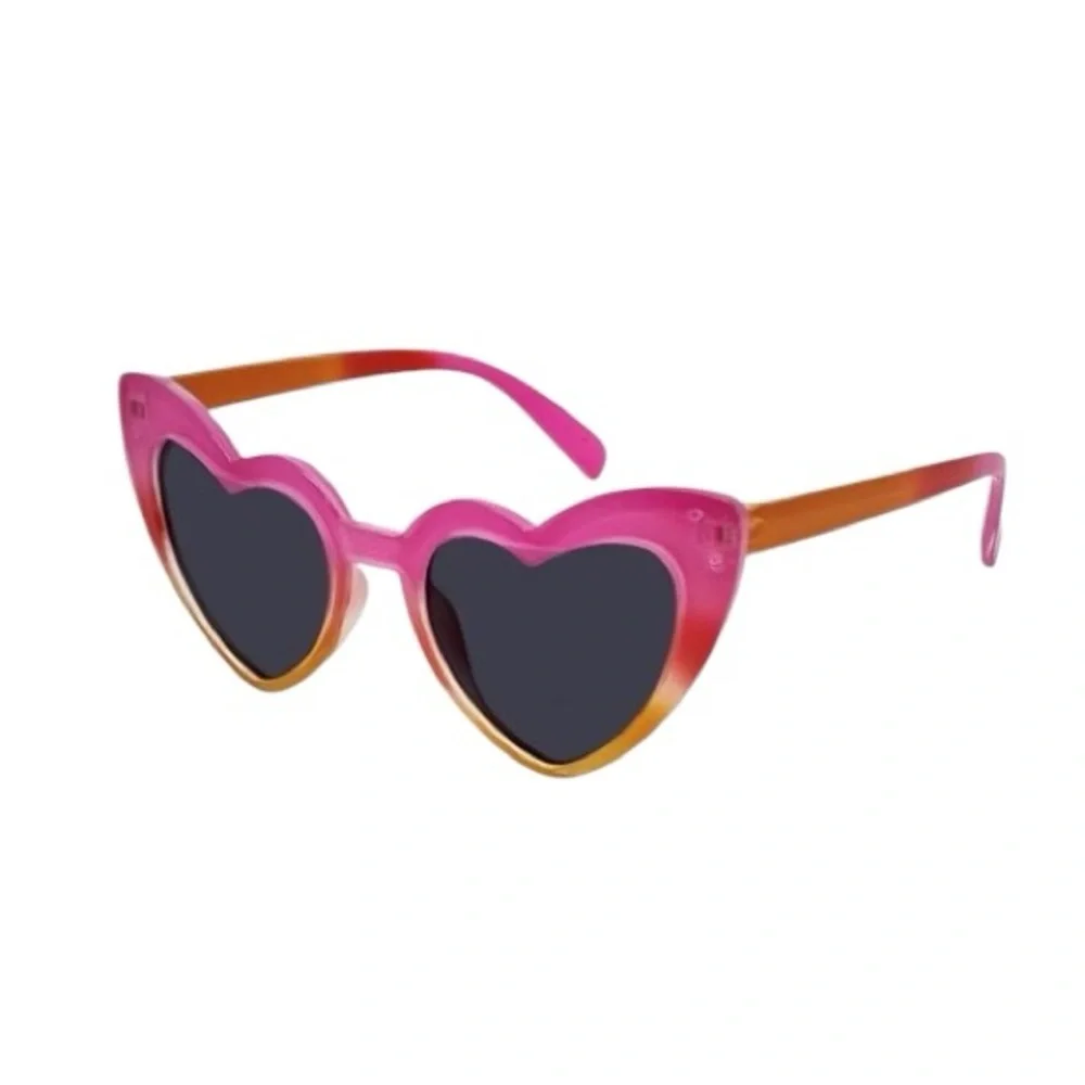Heart Shaped Full Rim Pink Orange Yellow Frame Sunglasses